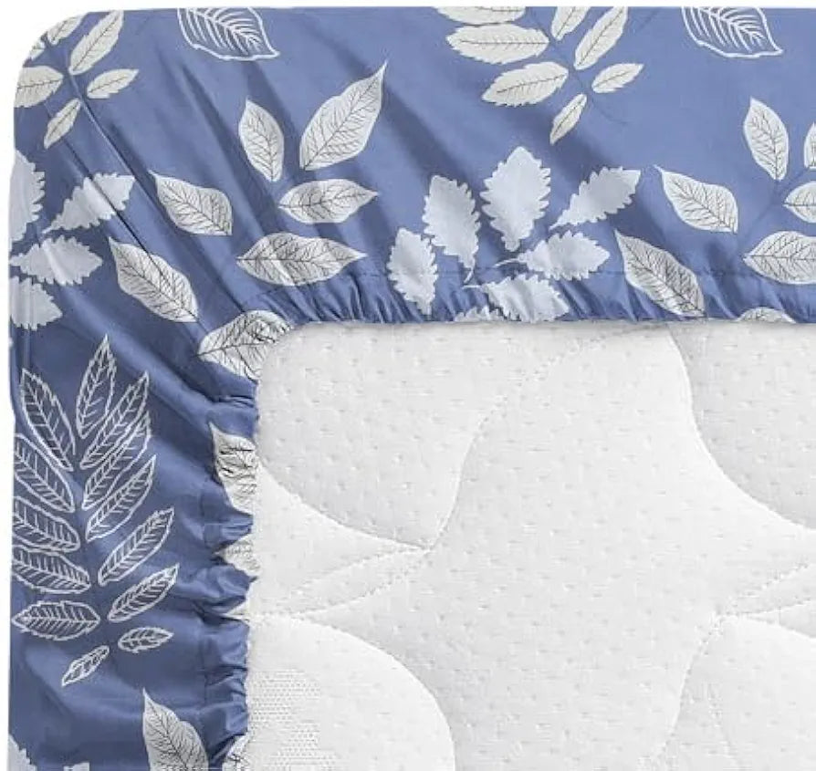 Homekart Premium Cotton 160tc Elastic Fitted Bedsheets with 2 Pillow Covers Double Bed Sky Blue & White