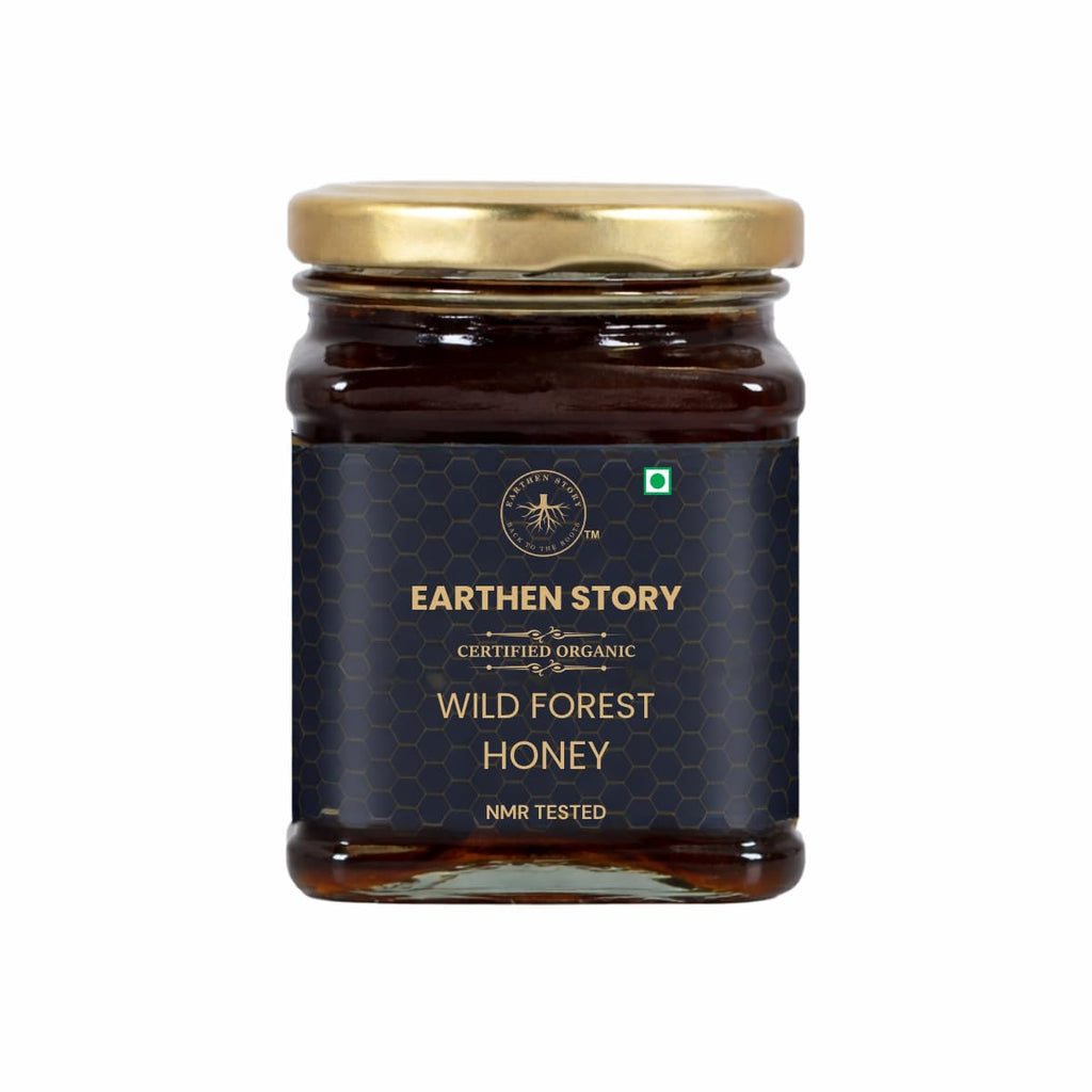 Earthen Story Certified Organic Wild Forest Honey 250 g | NMR & Lab Tested for 290+ Pesticides | NPOP Approved & Traceable with Transaction Certificate | Raw Honey in Glass Jar