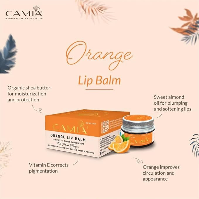 Camia Natural Orange Lip Balm for Dry & Chapped Lips - 5 gms