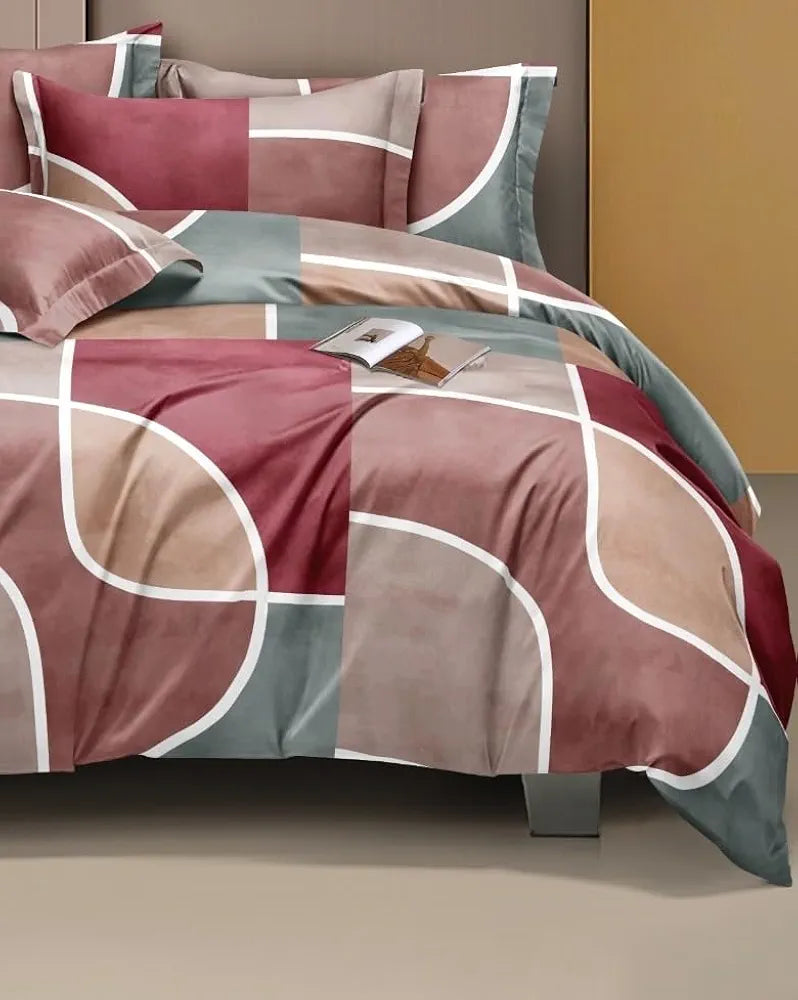 The Home Style Cotton Feel Glace Cotton Elastic Single Bed Bedsheet With 1 Pillow Cover 400 TC Dusty Rose