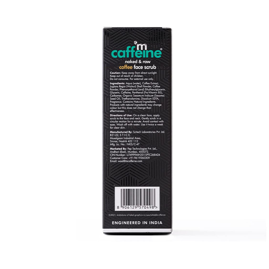 mCaffeine Coffee Tan & Dead Skin Removal Face Scrub (75gm)|Caffeine & Walnut Scrub for Face|Exfoliating & Brightening Scrub|Blackhead Remover,Whitehead Remover,Detan Pack I Face Scrub For Women & Men