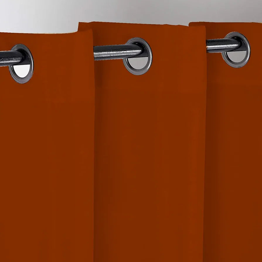 Divine Casa Super Satin Semi Blackout Door Curtains 7 Feet Colour Orange Rust Panels with Curtain Holder Room Darkening (Pack of 2)