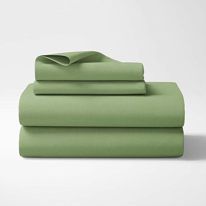 Haus & kinder Cotton Elastic Fitted Bedsheet King Size 2 Pillow Covers | Colour Moss