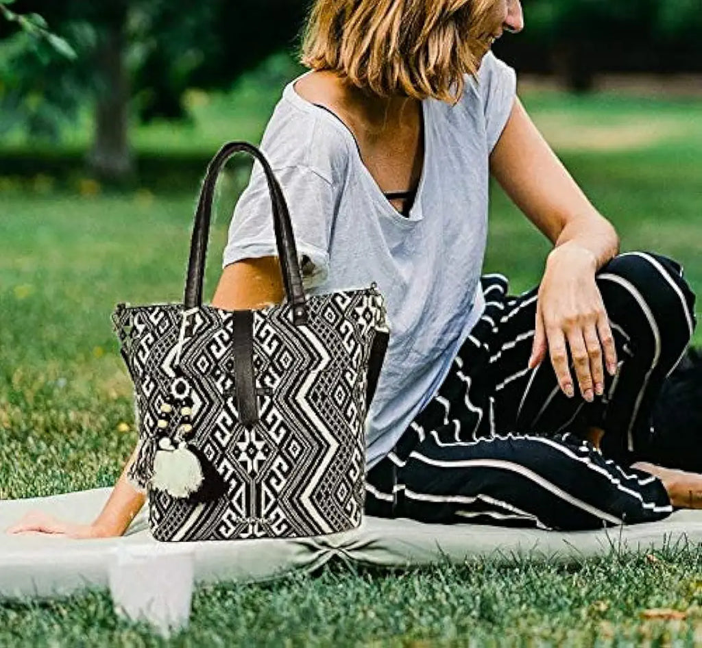 Astrid Cotton Tote Bags Dark Grey Textured