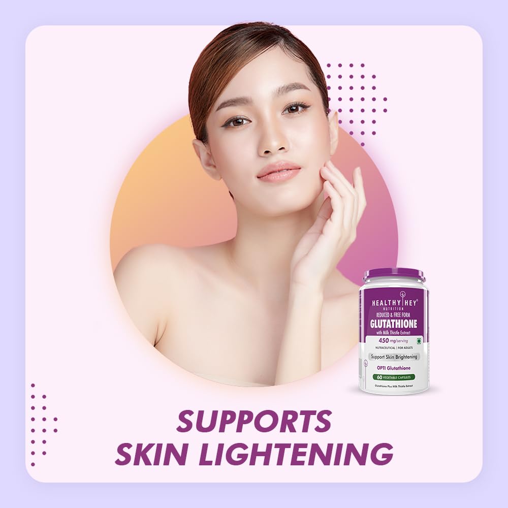 HealthyHey Nutrition Reduced Glutathione with Milk Thistle - Support Skin Lightening & Liver Health - Produced in Japan - 60 Veg Capsules