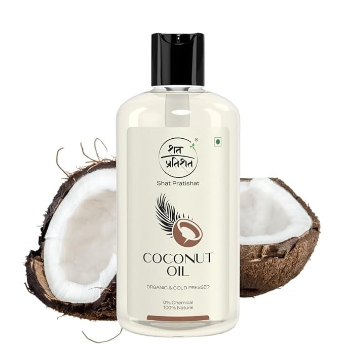 Shat Pratishat Pure Coconut Oil (Copra) Cold-Pressed Organic Oil - 200 ml
