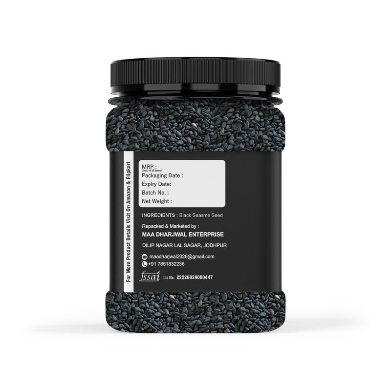 KraveYum Black Sesame Seeds for Eating | Whole Fresh and Natural Unhulled Kale | Black Til Seed for Weight Management, Indian Spice | Kaale Til