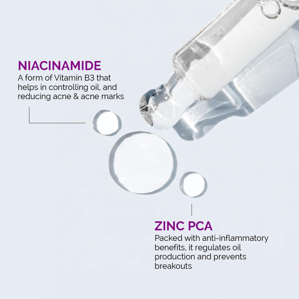 The Derma Co 10% Niacinamide Serum with 2% Zinc, Powered by Deep Penetration Formulaâ„¢ | Fades Acne Marks, Controls Oil & Reduces Dark Spots | 10 ml