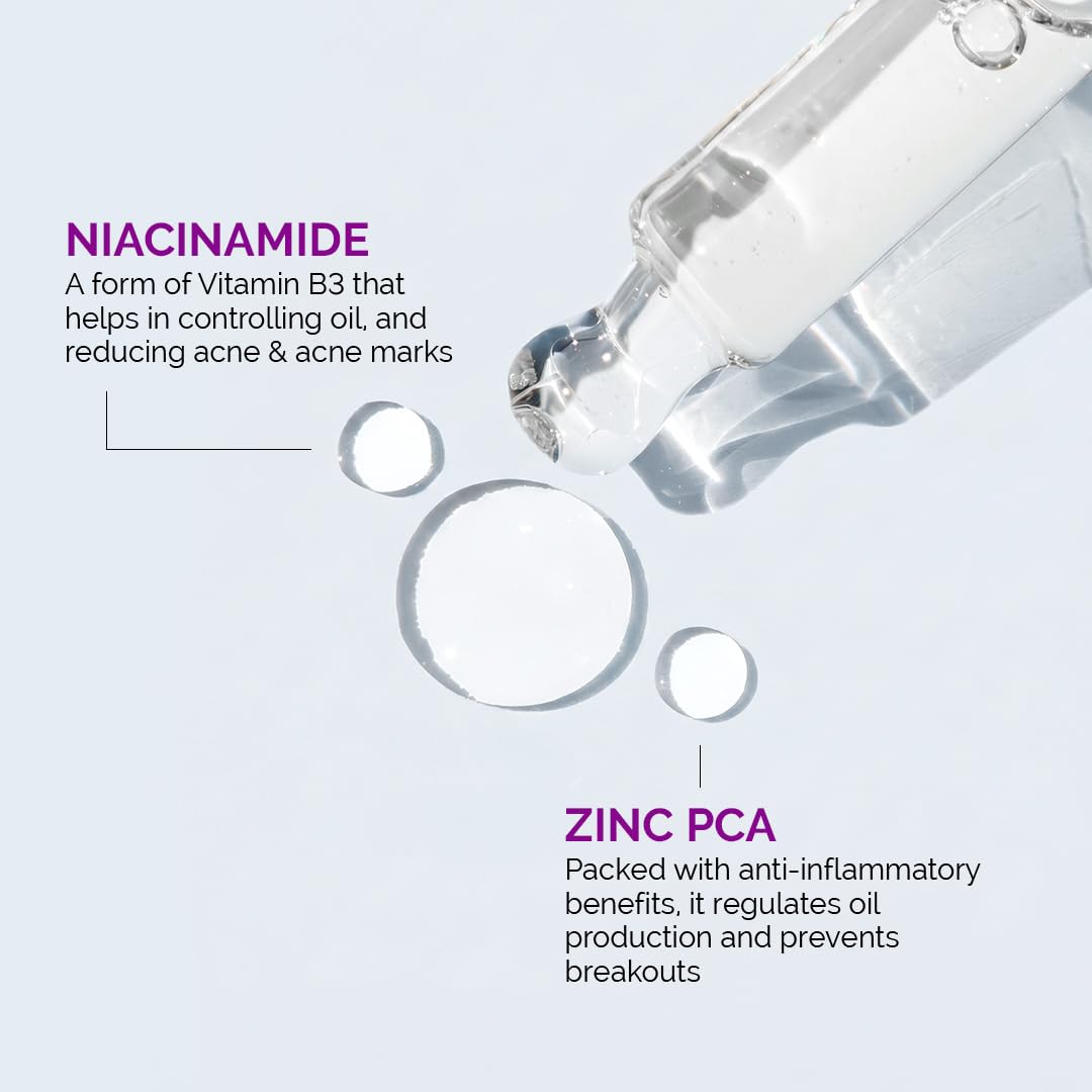 The Derma Co 10% Niacinamide Serum with 2% Zinc, Powered by Deep Penetration Formulaâ„¢ | Fades Acne Marks, Controls Oil & Reduces Dark Spots | 10 ml