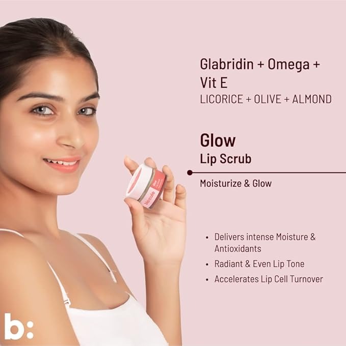 Biocule Glow Lip Scrub Balm for Glowing Pink Lips - 12 gms