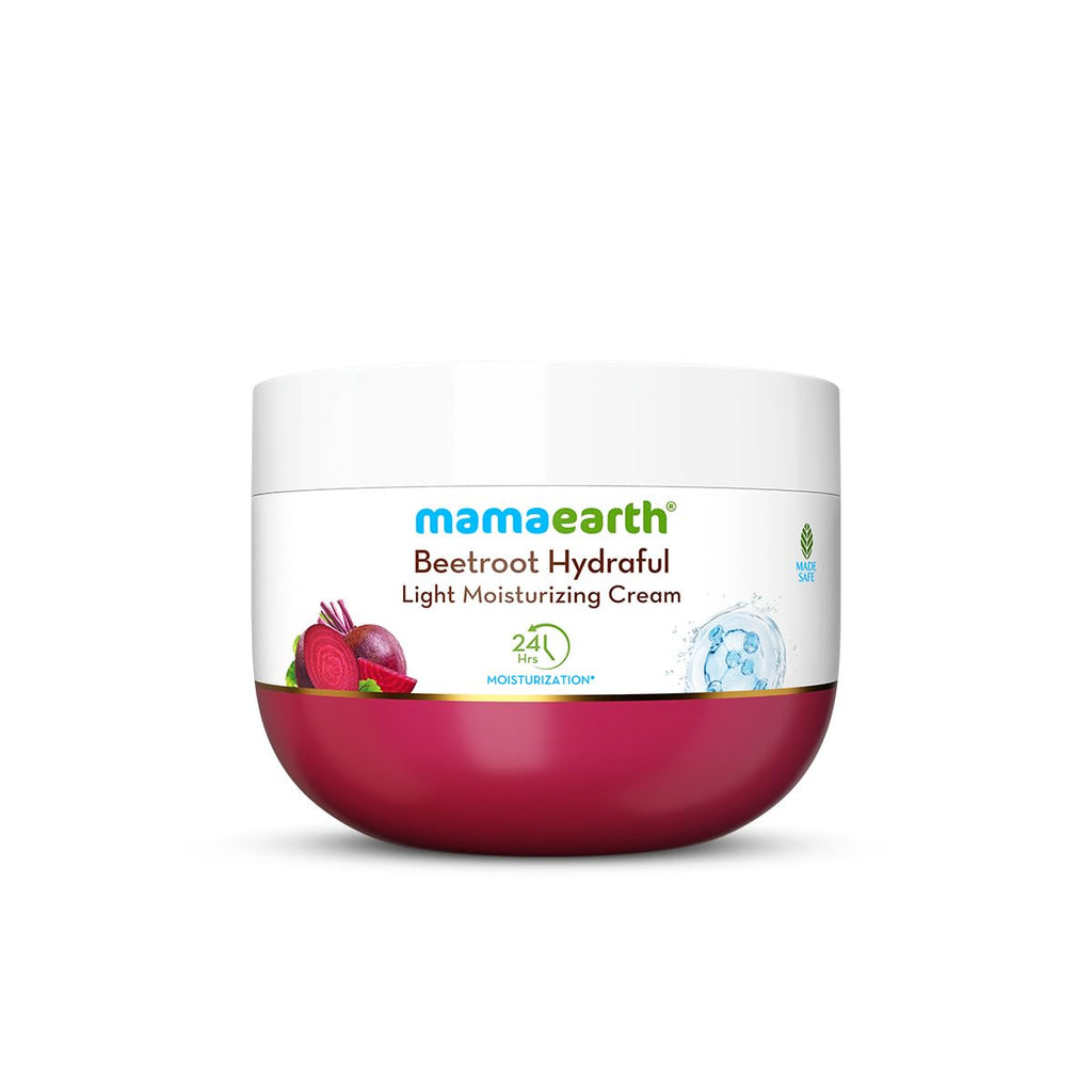 Mamaearth Beetroot Hydraful Light Moisturizing Cream with Beetroot & Hyaluronic Acid | For Hydrated Pink Glow | For Face, Hand & Body | 24-H Moisturization | Quick Absorbing | Non-Greasy | Soft Moisturizer | 200 g