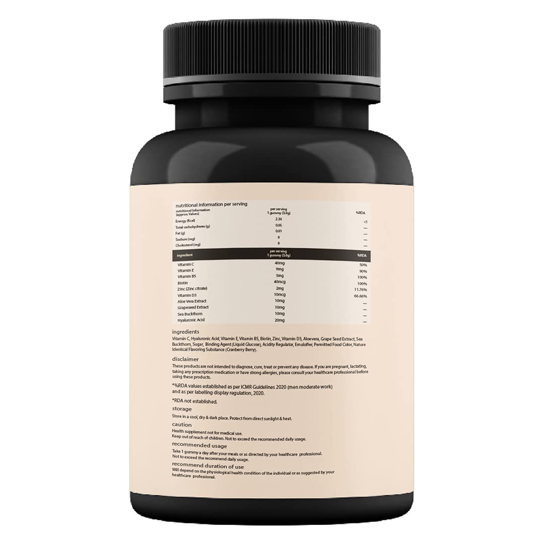 Mars by GHC Vitamin C Skin Gummies - 30 Gummies | for Glowing Skin | 30 Days Pack l With Hyaluronic Acid, Vitamin E & Biotinâ€¦