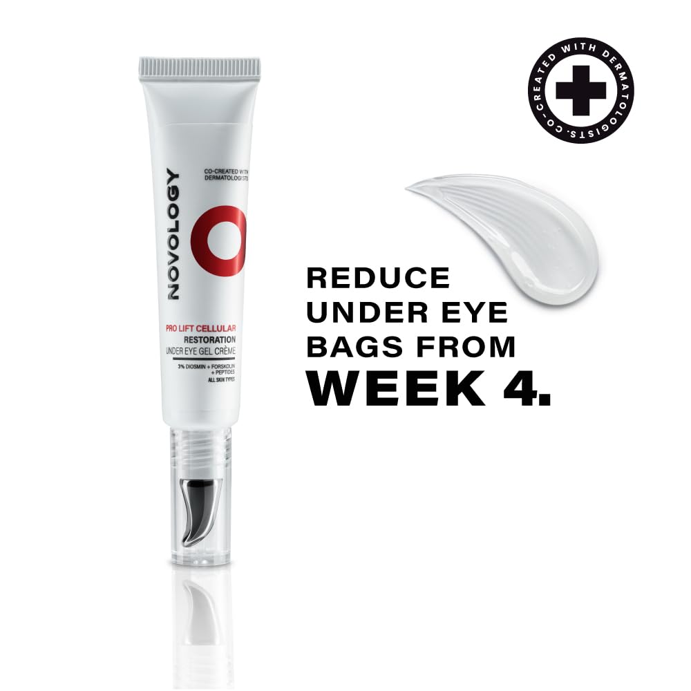 Novology Pro-Lift Cellular Restoration Under Eye Gel CrÃ¨me, 15g, With 3% Diosmin + Forskolin + Peptides, For Targeted Under Eye Care, Clinically Proven, Fragrance Free, Paraben Free.