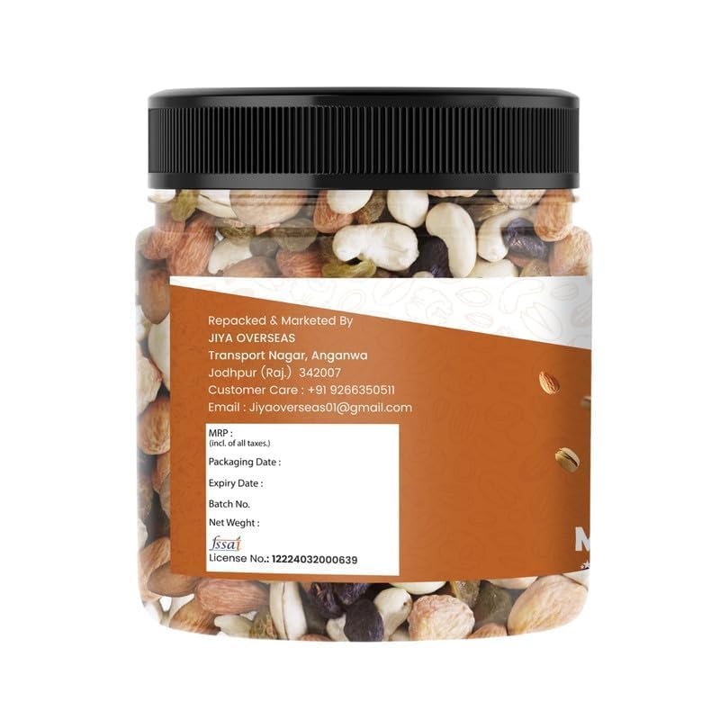 MarwarBites Mix Dry Fruit 500GM | Healthy Mixed Nuts and Seed with Almonds, Cashews, Dates, Pumpkin Seeds, Candied Amla | Reusable Jar
