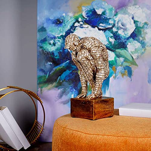 Indicast Resin Surreal Bricked Man Table Accent Showpiece for Home Décor Desk Organizer