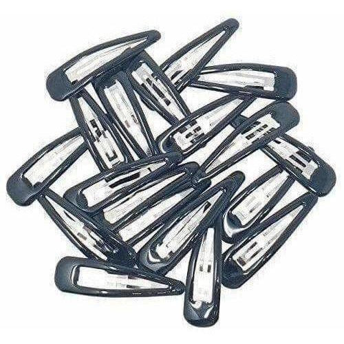 Black Hair Clips - Pack of 20 Tic Tac Everyday Wear Glossy Black Metal