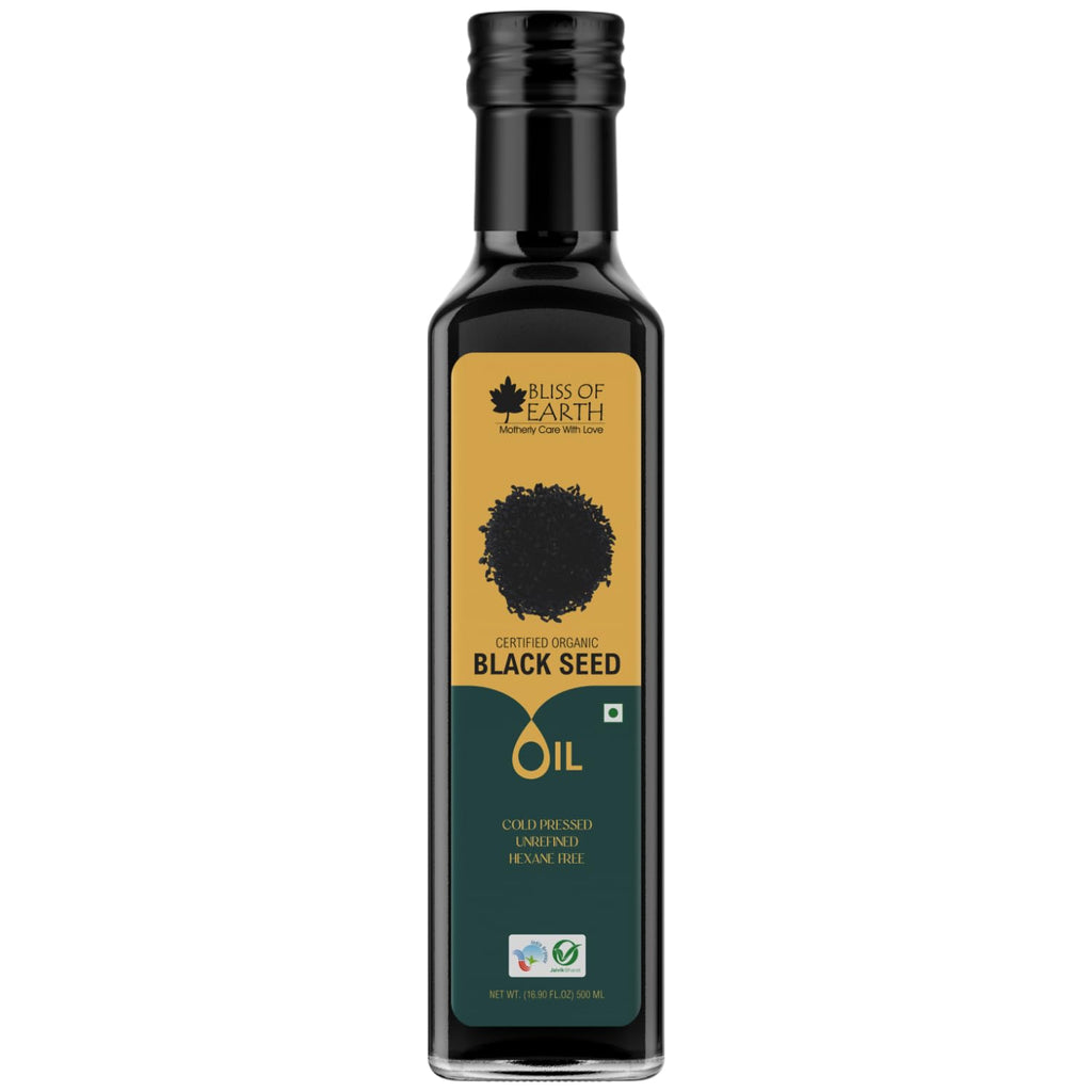 Bliss of Earth Kalonji Oil 500ml Organic For Eating, Black Seed Oil For Hair, Cold pressed & Hexane Free (Pet bottle)