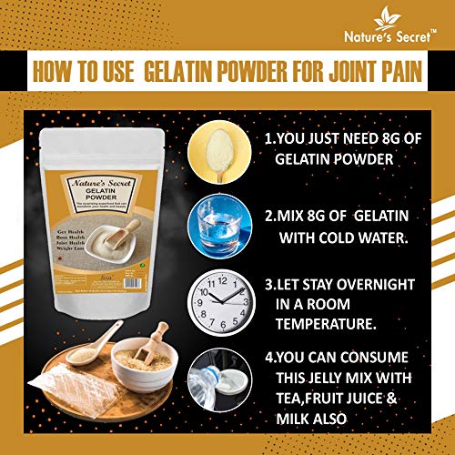 Nature's Secret Gelatine Powder |Size 450 Gm| 99% Protein | FSSAI Approved | Spl. for Making DIY Sweet & Jam, DIY Peel Off Mask, Blackheads & Whiteheads Remover | Effective for Joint Pain