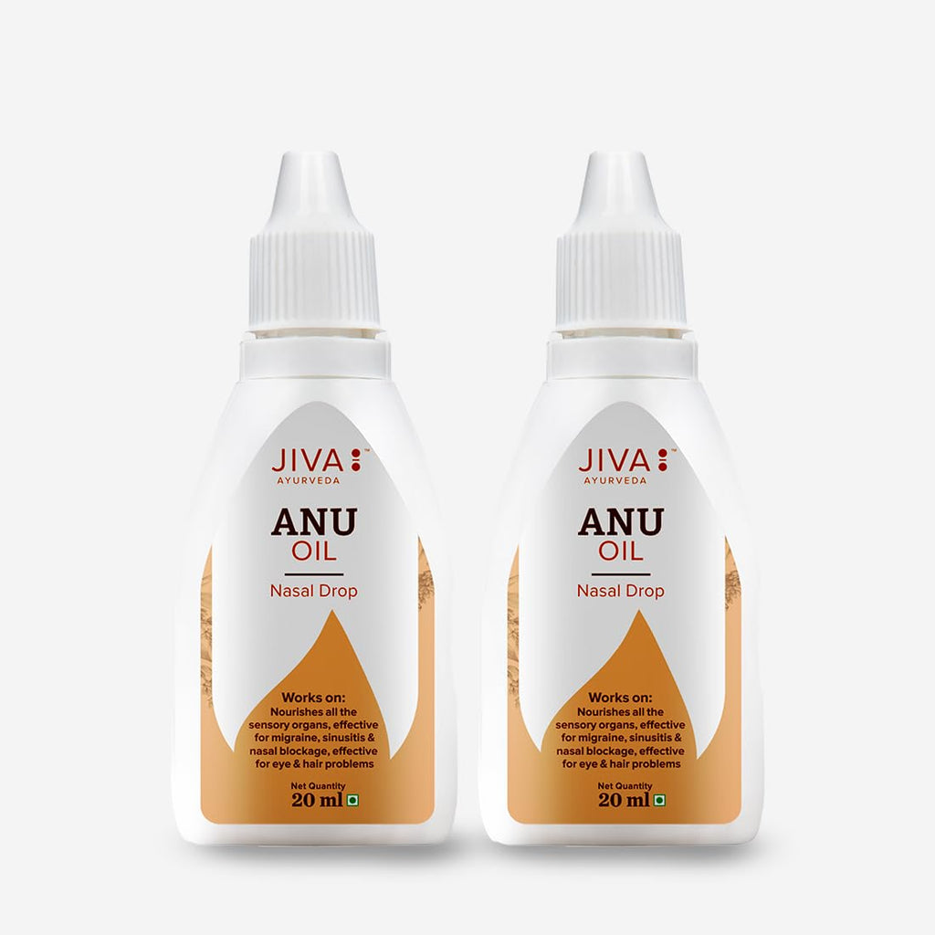 Jiva Anu Oil 20ml | 100% Ayurvedic Formulation | Clears blocked Channels Of Nasal Passage | Prevents Hair Loss & Graying | Helps With Heahache, Migrane & Sinus Disease (Pack of 2)