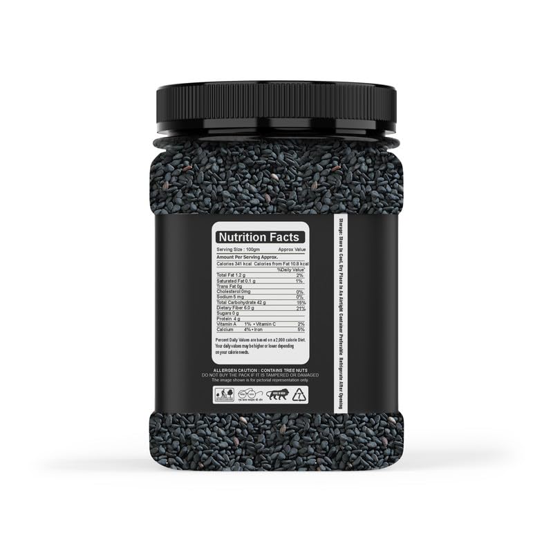 KraveYum Black Sesame Seeds for Eating | Whole Fresh and Natural Unhulled Kale | Black Til Seed for Weight Management, Indian Spice | Kaale Til