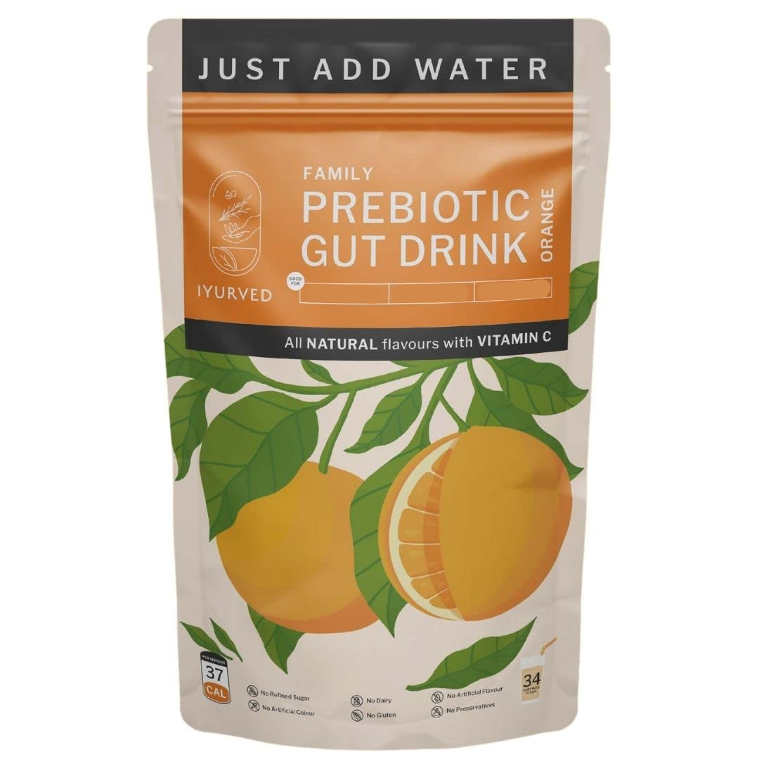 Iyurved Family Prebiotic Gut Drink Powder Orange - 175 gms
