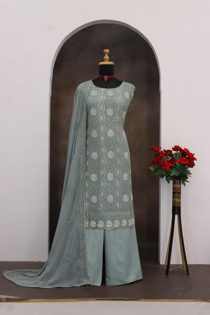 Anaita Sea Green Faux Georgette Suit With Embroidery & Sequence Work