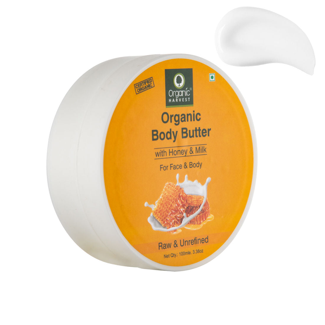 Organic Harvest Organic Body Butter Cream With Honey & Milk For Face And Body - 100 gms