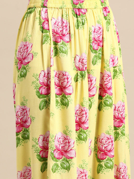 Anayna Women Floral Printed Regular Gotta Patti Kurta with Harem Pants & With Dupatta