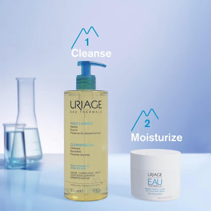 Uriage Cleansing Oil with 25% Glycerin Dermat Recommended Gently Cleanses & Moisturizes Face & Body
