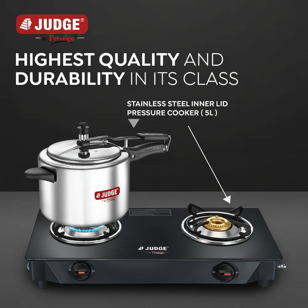 Judge by Prestige 5L Classic Stainless Steel Pressure Cooker Inner Lid Gas & Induction