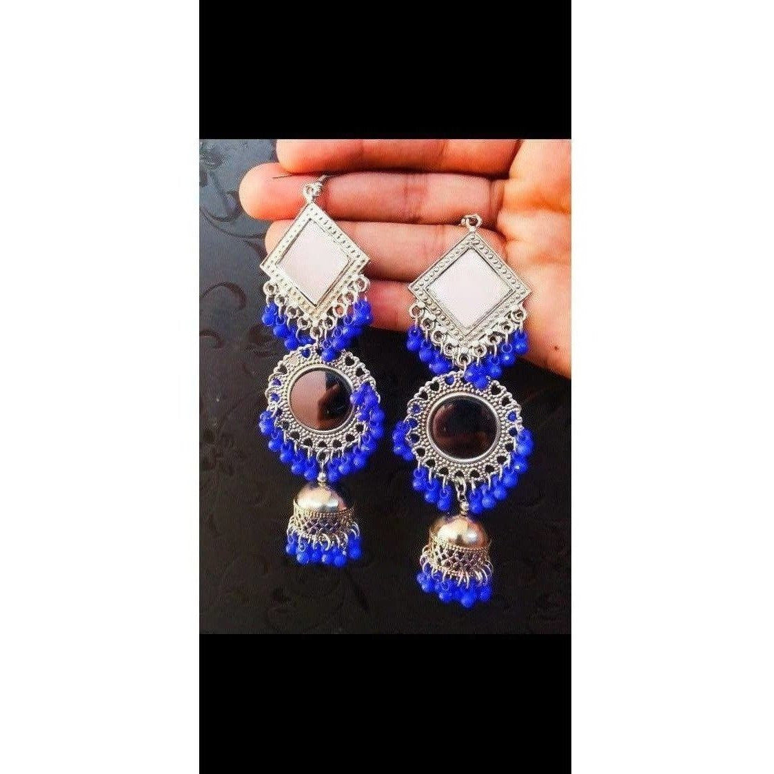MS Fashion India Muskan Fancy Oxidized Mirror Jhumki Earrings