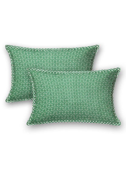 LIVING ROOTS Blue & Green Jaipur Printed 210 TC King Bedsheet with 2 Pillow Covers