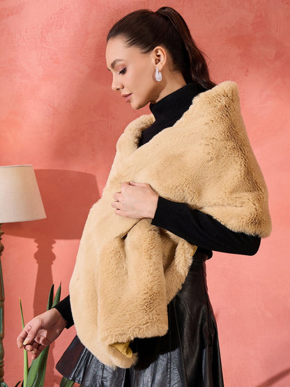 InWeave Beige Rabit Faux Fur Cape