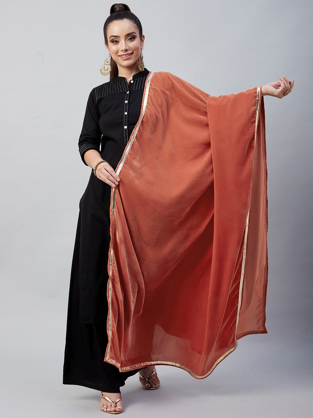 InWeave Rust Solid Velvet Shawl