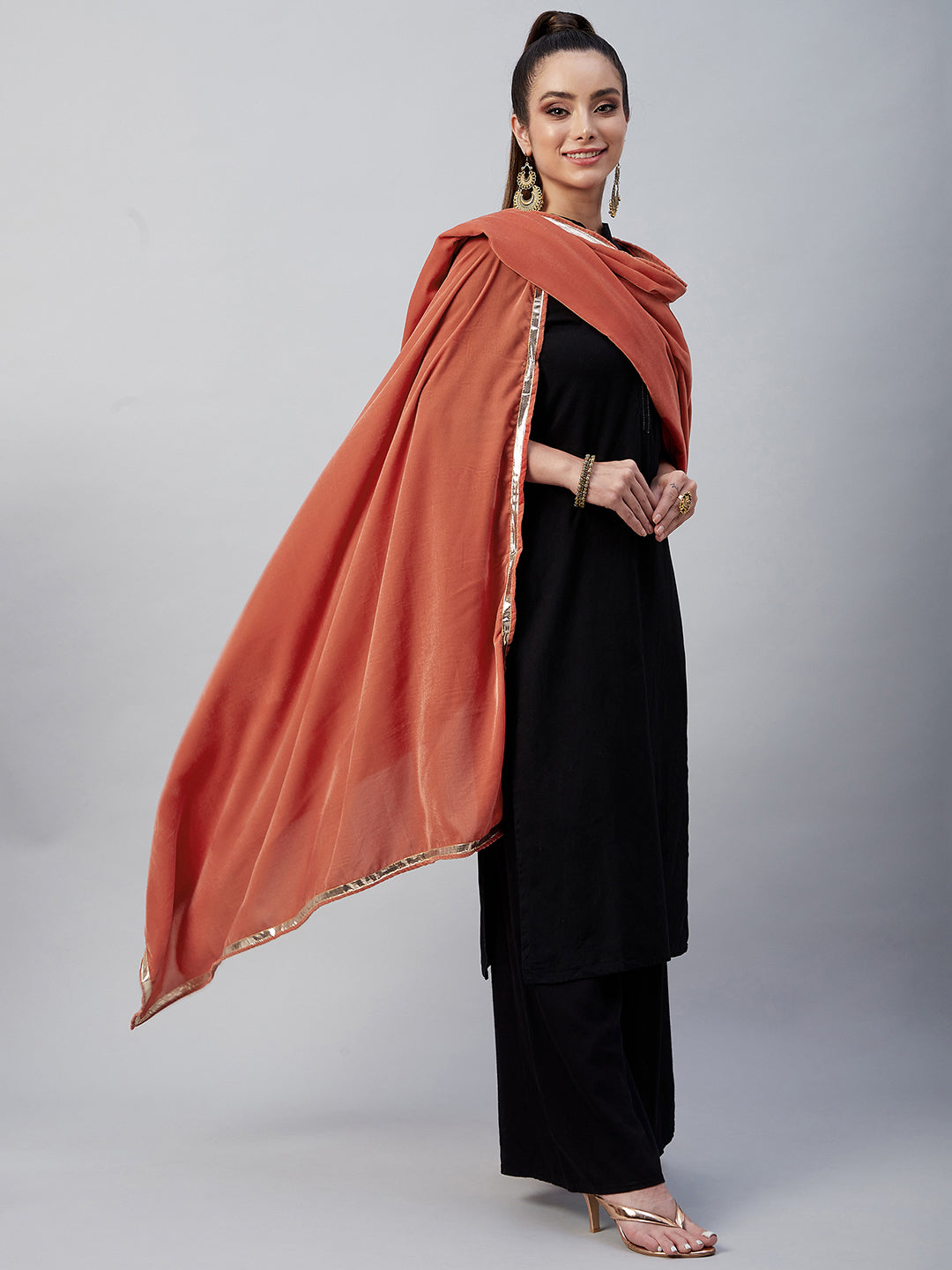 InWeave Rust Solid Velvet Shawl