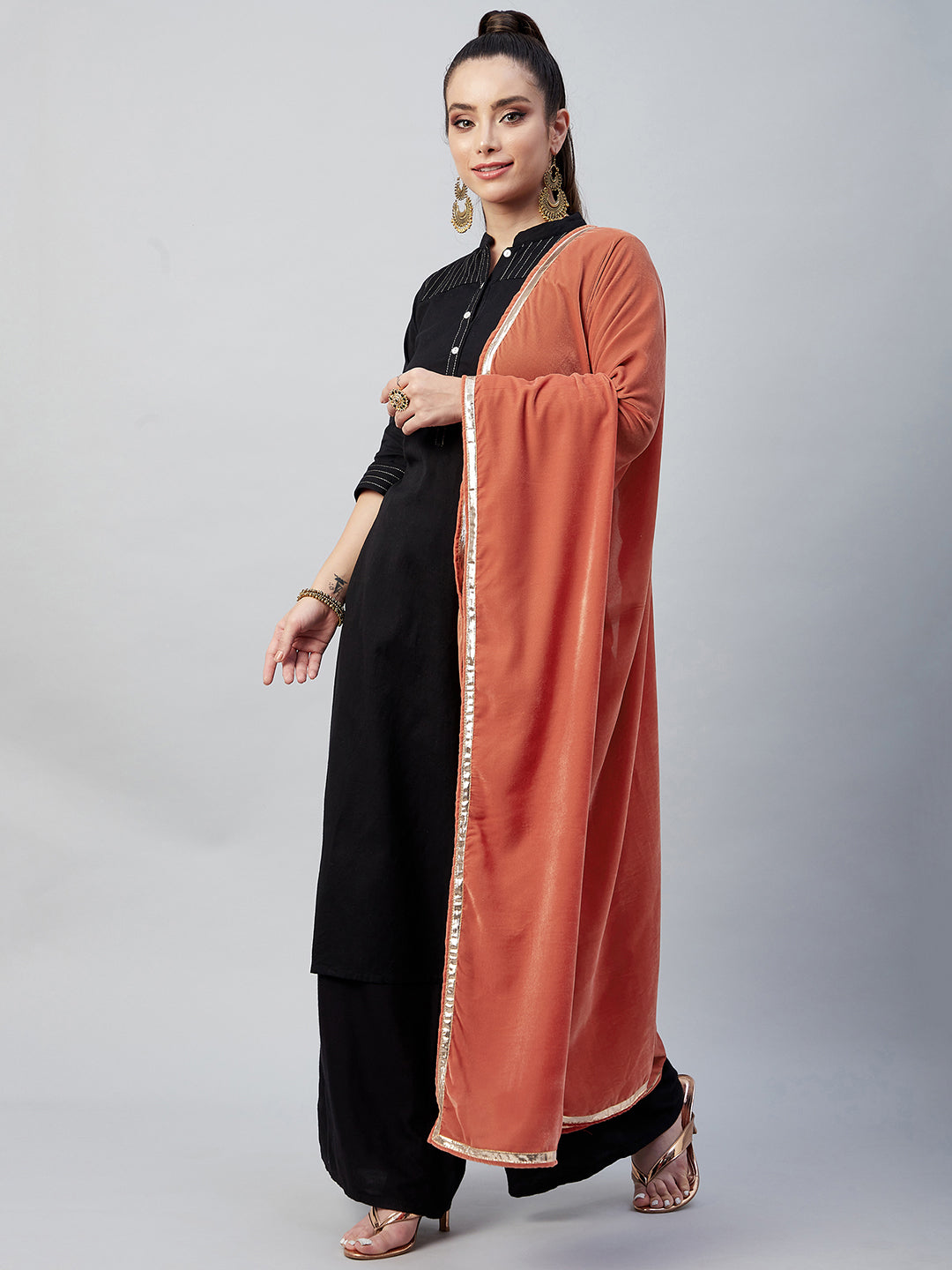 InWeave Rust Solid Velvet Shawl
