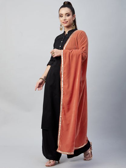InWeave Rust Solid Velvet Shawl