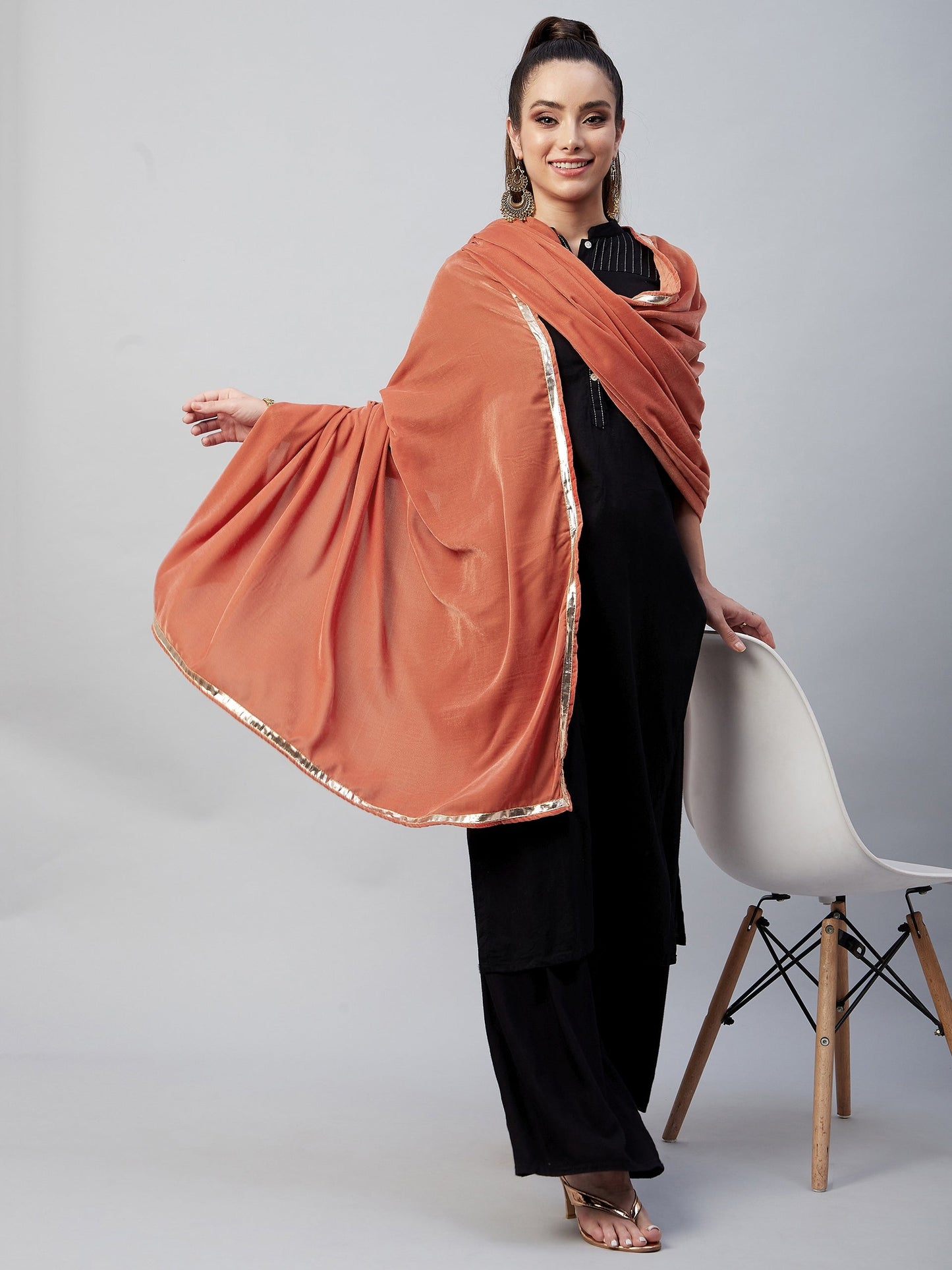 InWeave Rust Solid Velvet Shawl
