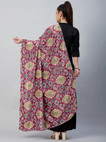 InWeave Red Printed Velvet Shawl