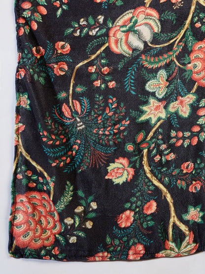 InWeave Black Printed Velvet Shawl