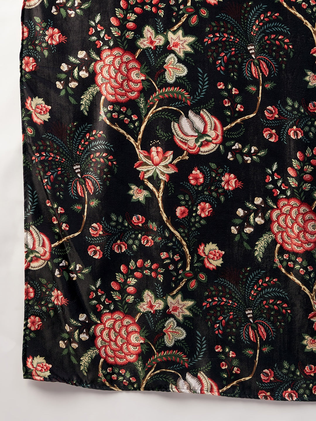 InWeave Black Printed Velvet Shawl