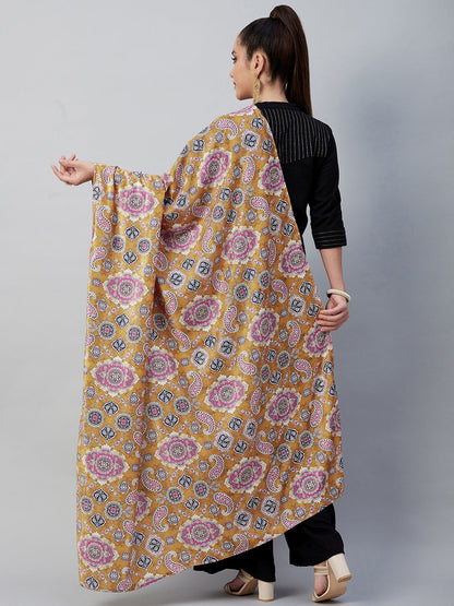 InWeave Yellow Printed Velvet Shawl