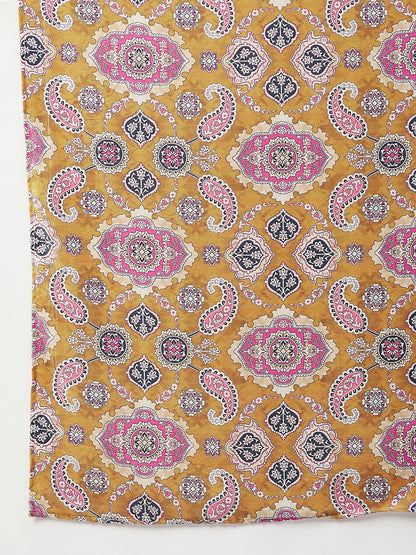 InWeave Yellow Printed Velvet Shawl