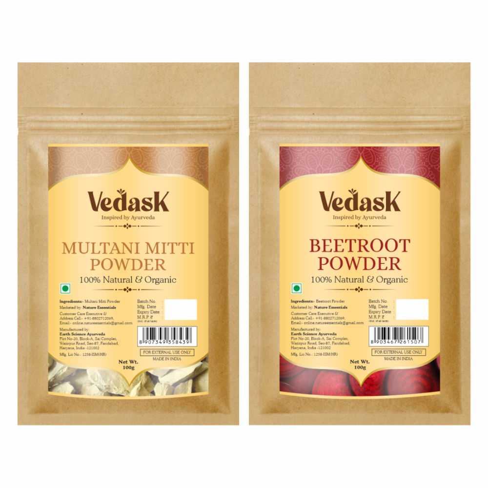 Vedask Organic Multani Mitti And Beetroot Powder Combo Pack