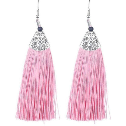 MS Fashion India Muskan Fancy Long Yarn Pink Tassel Earrings