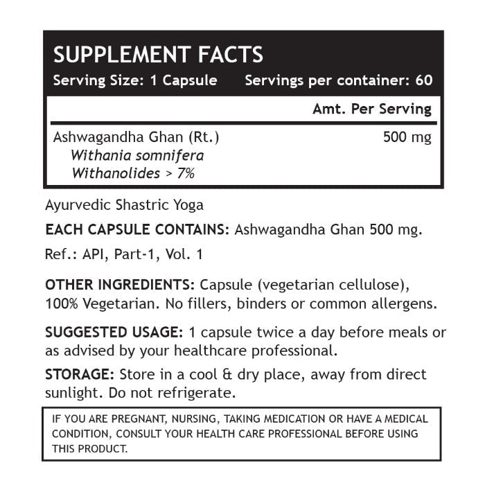INLIFE Natural Ashwagandha Supplement - 60 tabs