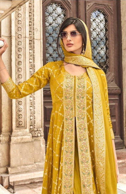 Anaita Yellow Chinon Sequence Embroidered Readymade Salwar Suit