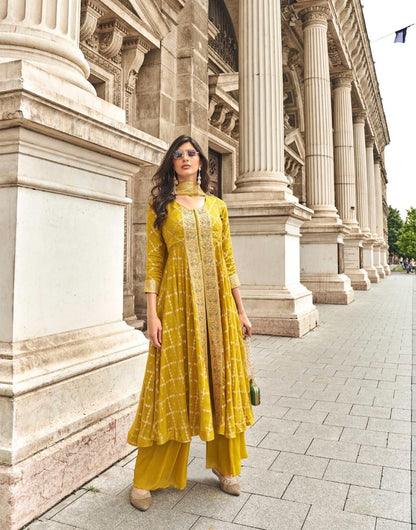 Anaita Yellow Chinon Sequence Embroidered Readymade Salwar Suit
