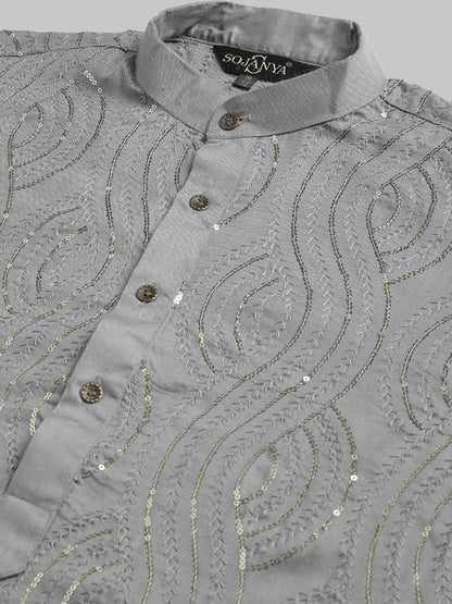 Sojanya Ethnic Motif Embroidered Sequined Work Pure Cotton Kurta