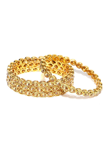 Gold-Polished Alloy Golden Colour Kundan Bangle - The Pari